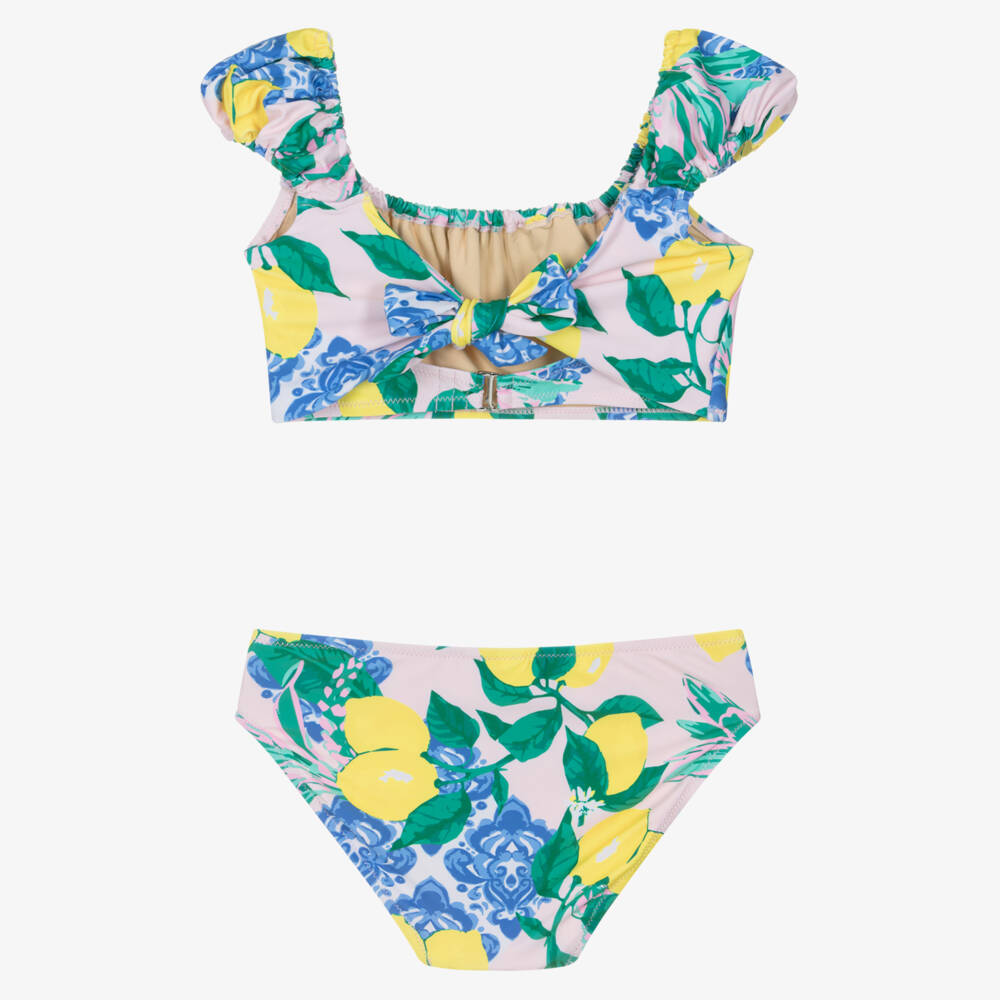 Shade Critters-Girls Blue & Yellow Lemon Print Bikini  (UPF50+) | Childrensalon