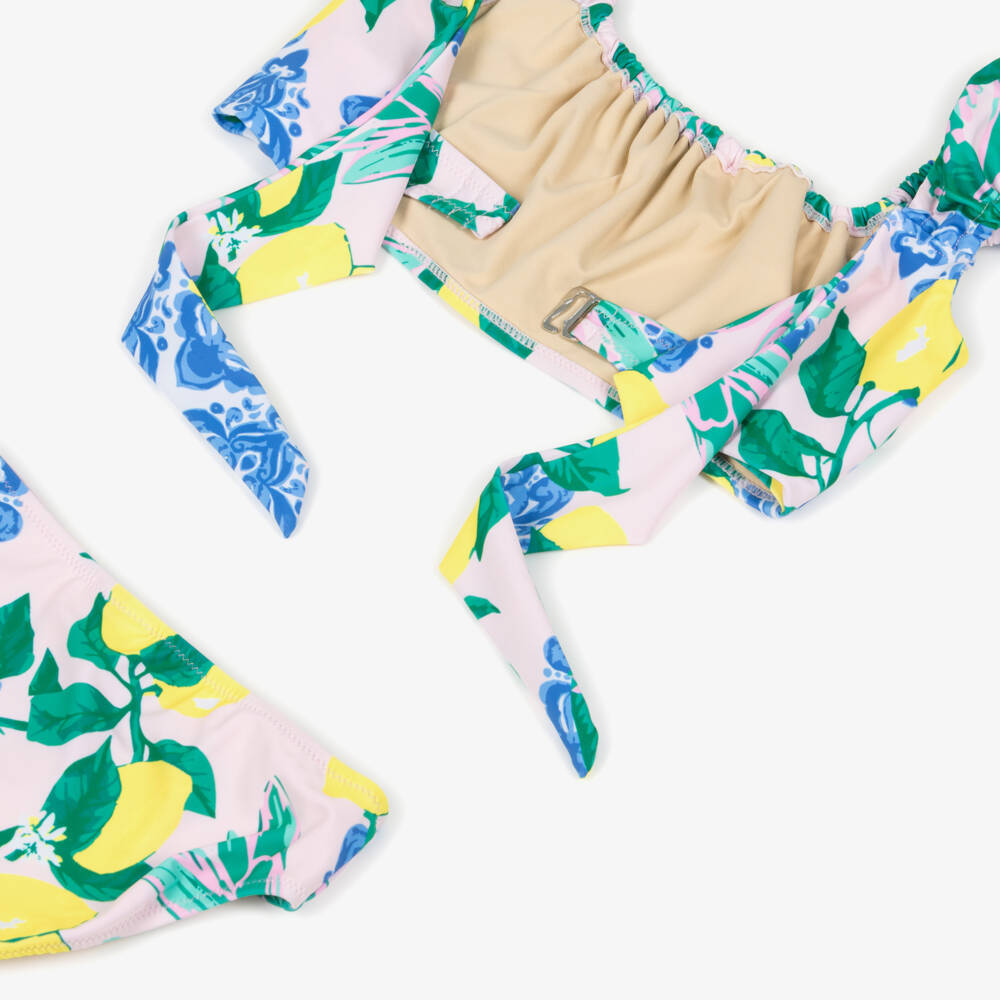 Shade Critters-Girls Blue & Yellow Lemon Print Bikini  (UPF50+) | Childrensalon