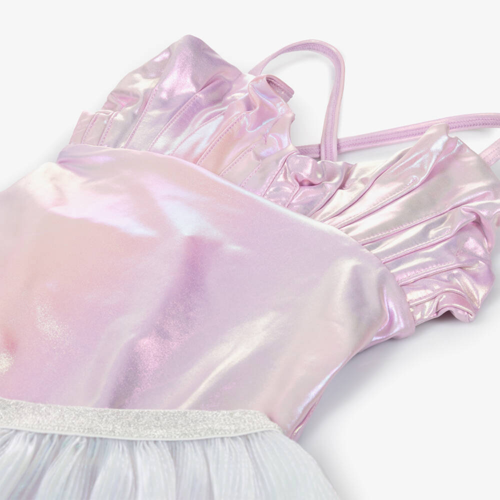 Shade Critters-Купальник сиренево-розовый с серебристой юбкой для девочек (UPF50+) | Childrensalon