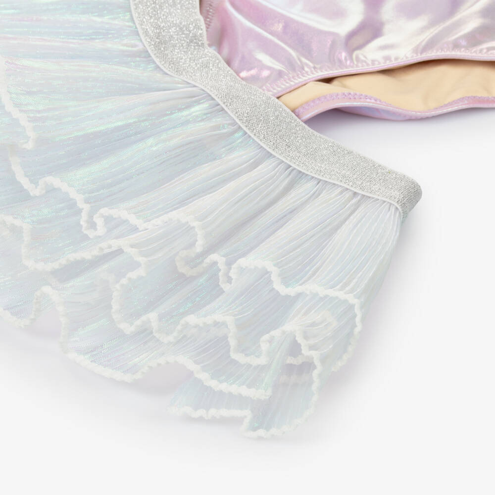 Shade Critters-Купальник сиренево-розовый с серебристой юбкой для девочек (UPF50+) | Childrensalon