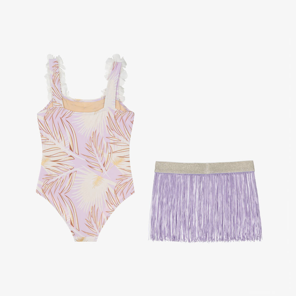 Shade Critters-Купальник и юбка сиреневые для девочек (UPF50+) | Childrensalon