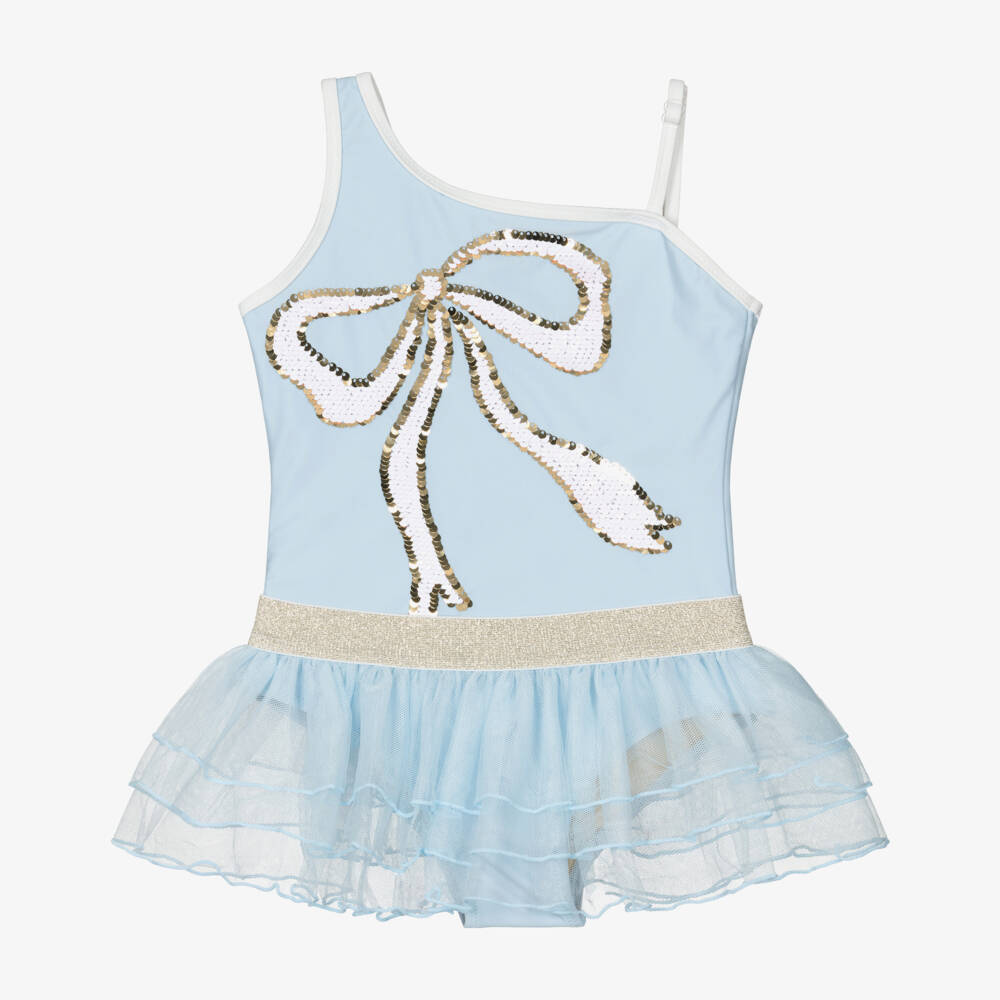Shade Critters-Girls Pale Blue Swimsuit & Tulle Skirt Set (UPF50+) | Childrensalon