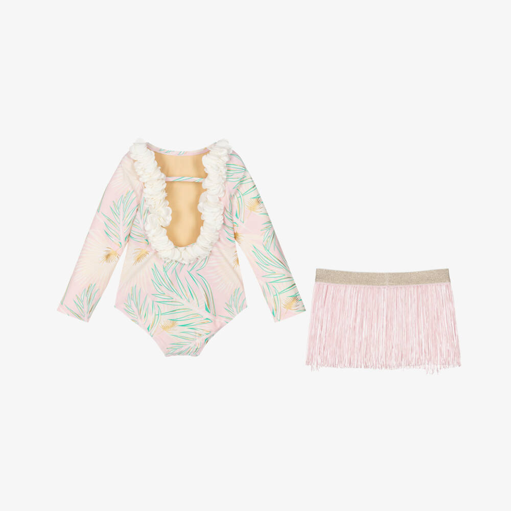 Shade Critters-Купальник и юбка бледно-розовый для девочек (UPF50+) | Childrensalon