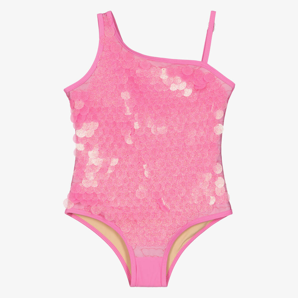 Shade Critters-Girls Pink Shimmering Sequin Swimsuit (UPF50+) | Childrensalon