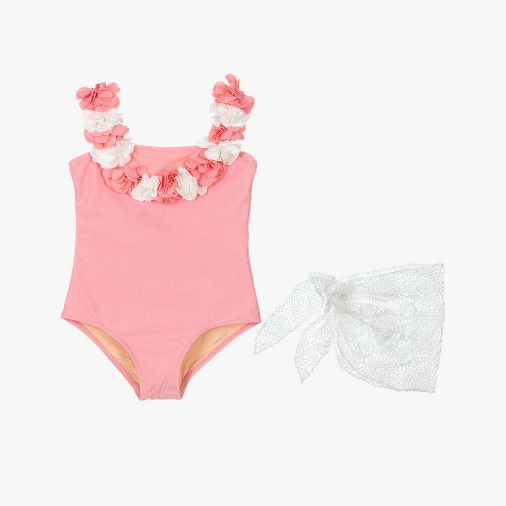 Shade Critters-طقم مايوه وسارونغ لون زهري (+UPF50) | Childrensalon