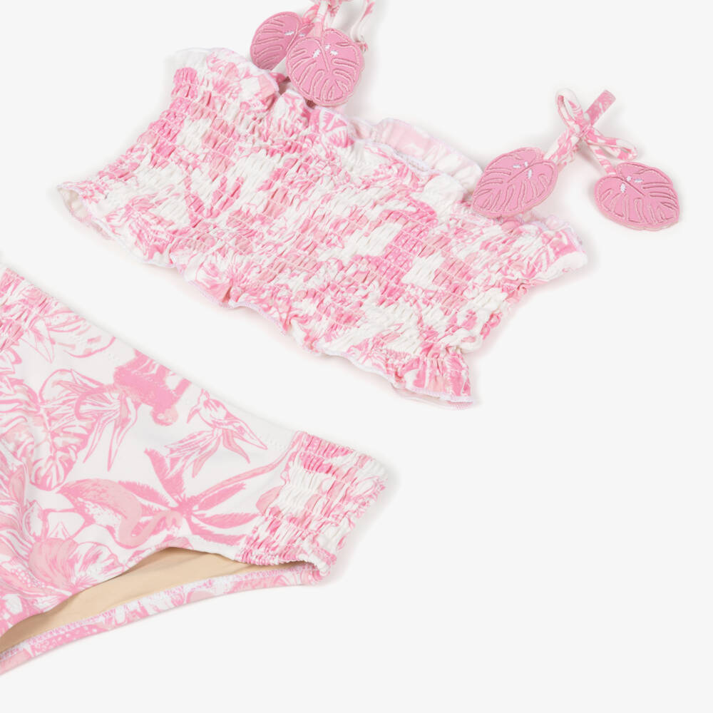 Shade Critters-Girls Pink & White Tropical Floral Bikini (UPF50+) | Childrensalon