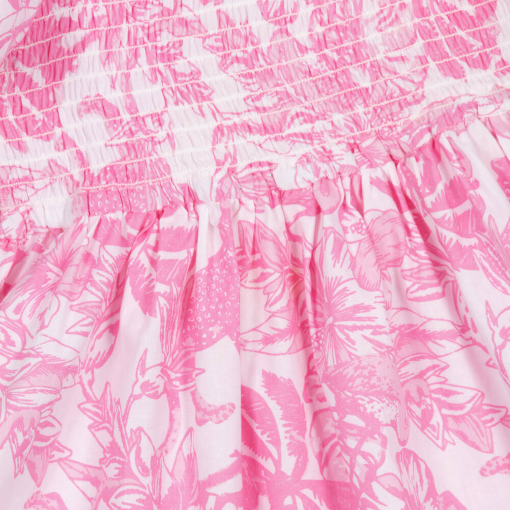 Shade Critters-Girls White & Pink Floral Print Cotton Dress | Childrensalon
