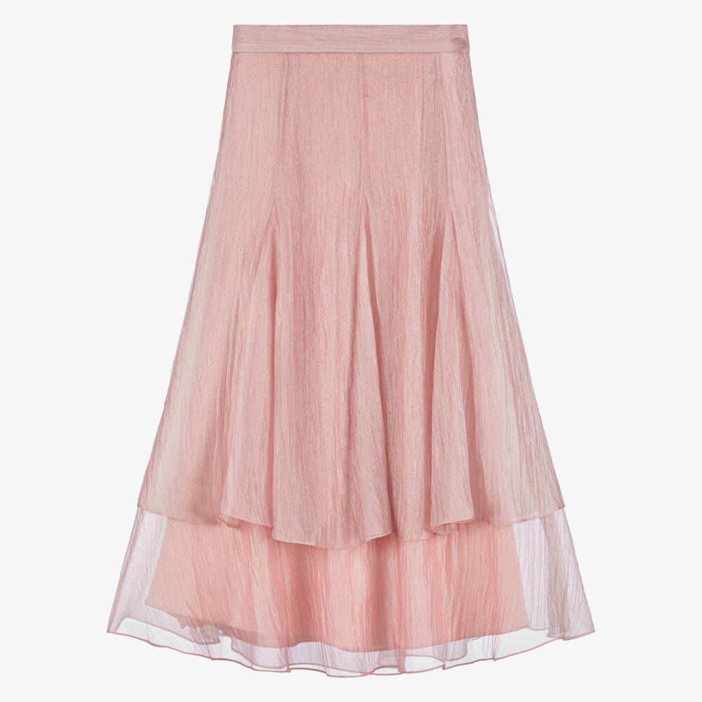 Shatha Essa-Макси юбка розовая из креп шифона для девочек | Childrensalon