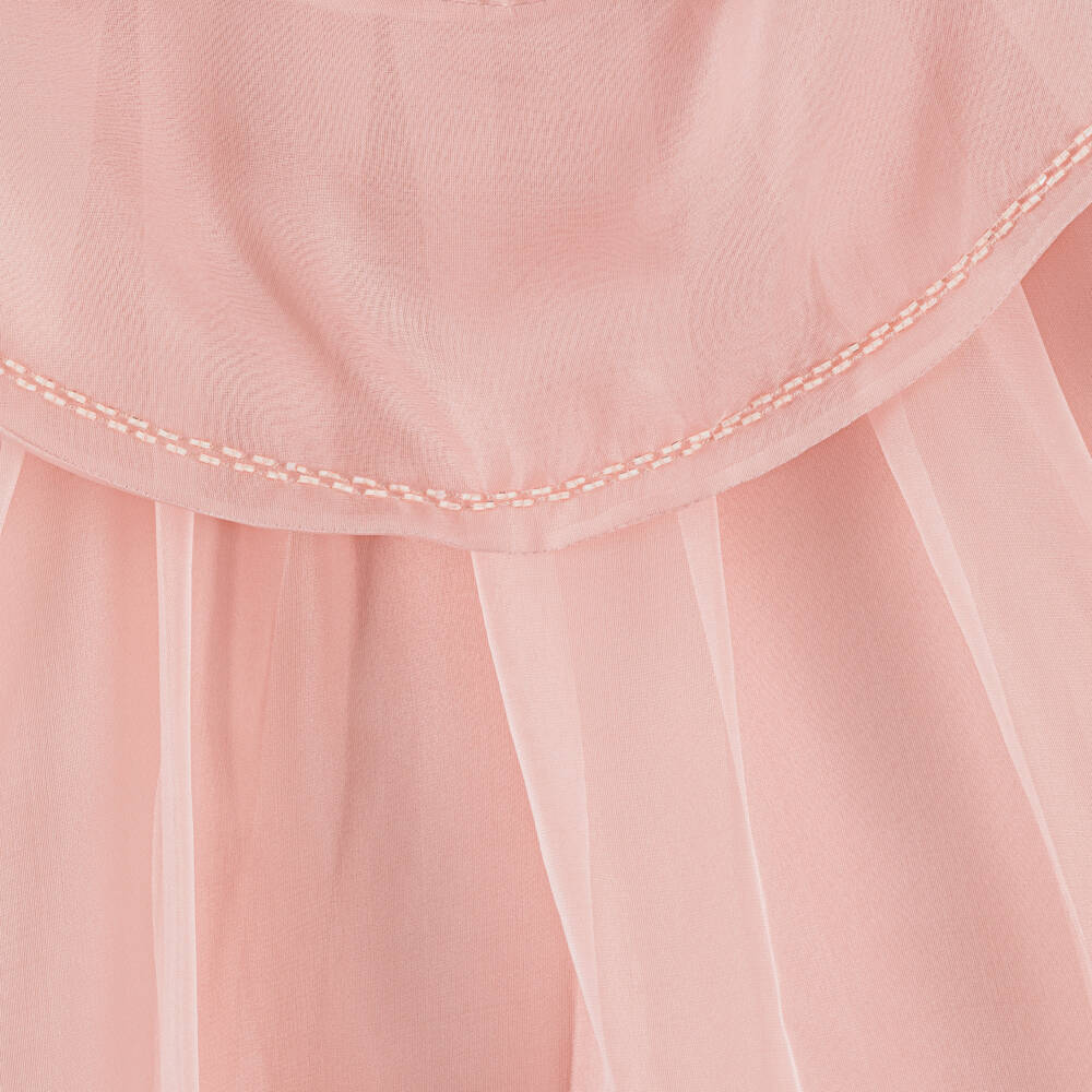 Shatha Essa-Платье розовое из шелковой органзы с накидкой для девочек | Childrensalon
