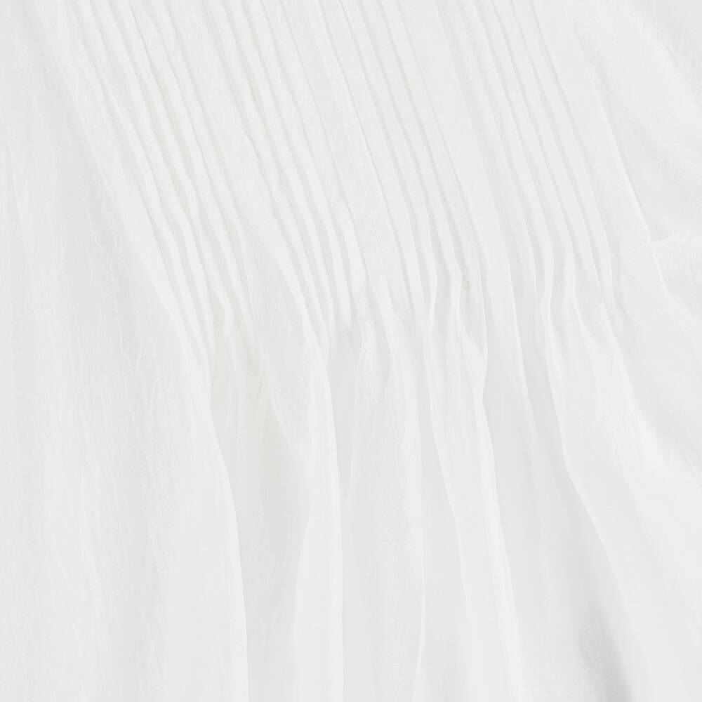 Shatha Essa-Girls White Floral Embroidered Tulle Cape Dress | Childrensalon