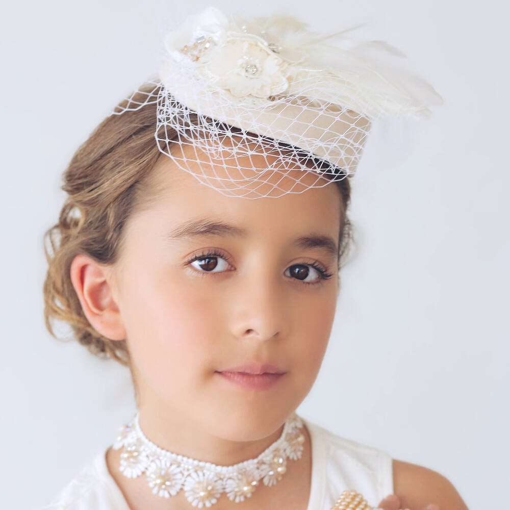 Sienna Likes To Party-Beige & Ivory Occasion Hat | Childrensalon