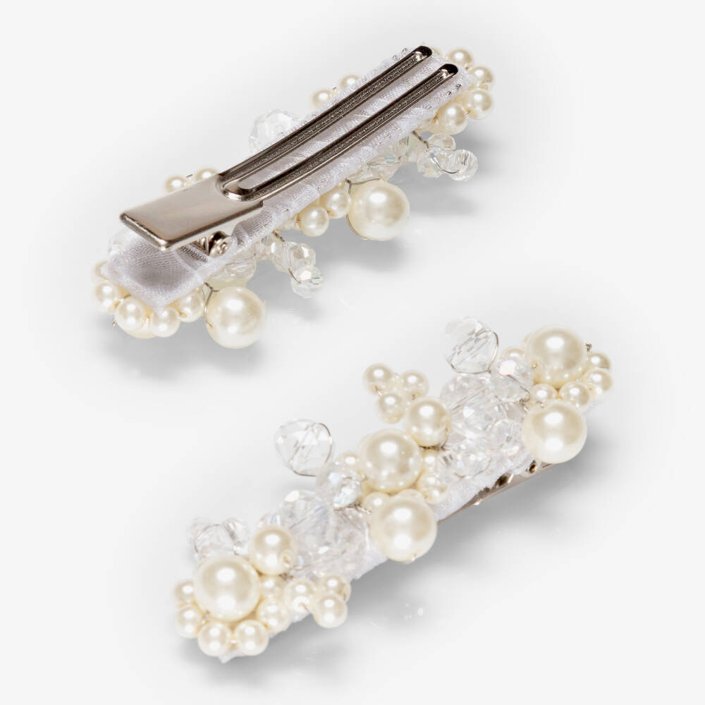 Sienna Likes To Party-Заколки кремовые с искусственным жемчугом и стразами для девочек (2шт.) | Childrensalon