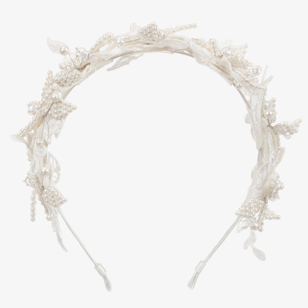 Sienna Likes To Party-Girls Ivory Floral Hairband | Childrensalon