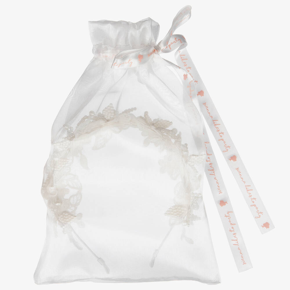 Sienna Likes To Party-Girls Ivory Floral Hairband | Childrensalon