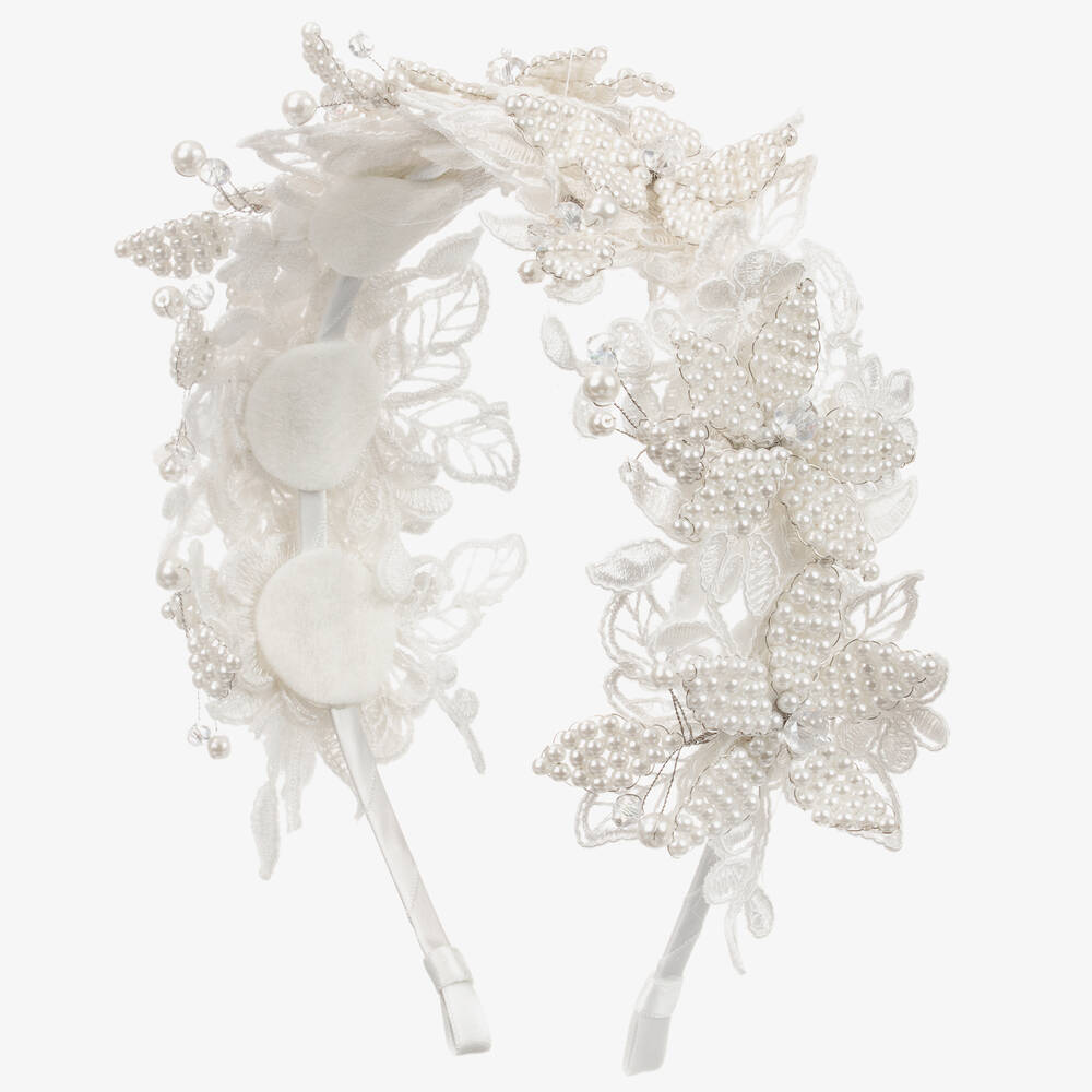 Sienna Likes To Party-Girls Ivory Floral Hairband | Childrensalon