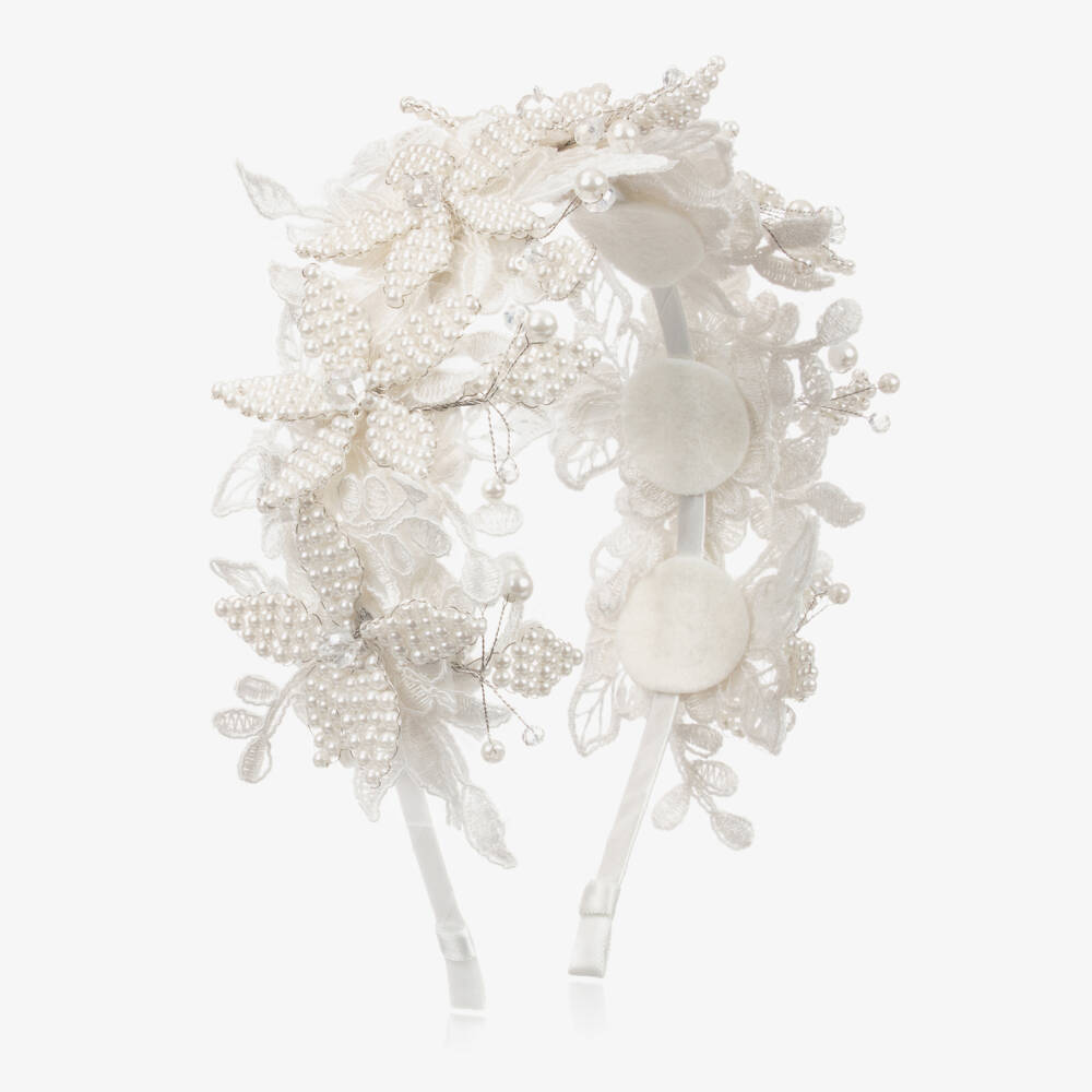 Sienna Likes To Party-Girls Ivory Floral Hairband | Childrensalon