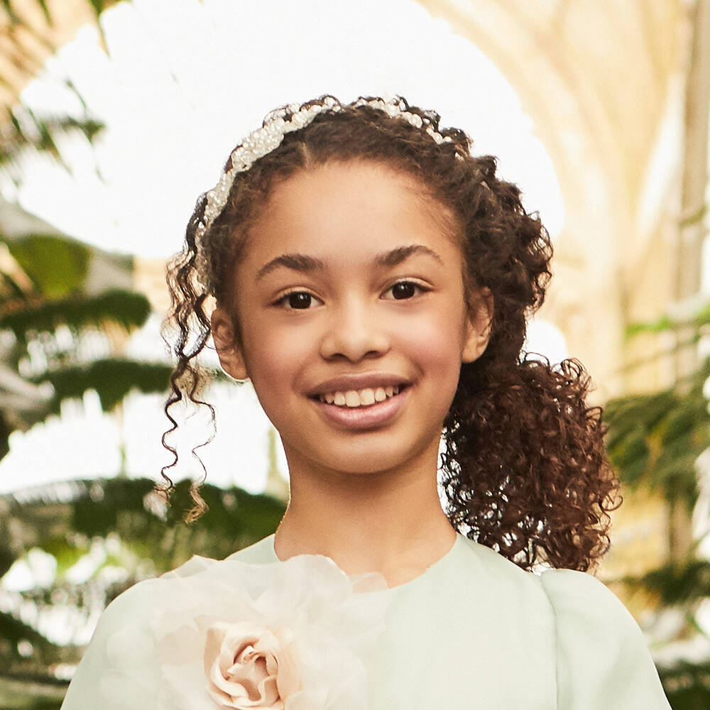 Sienna Likes To Party-Ободок для волос с серебристыми цветами для девочек | Childrensalon