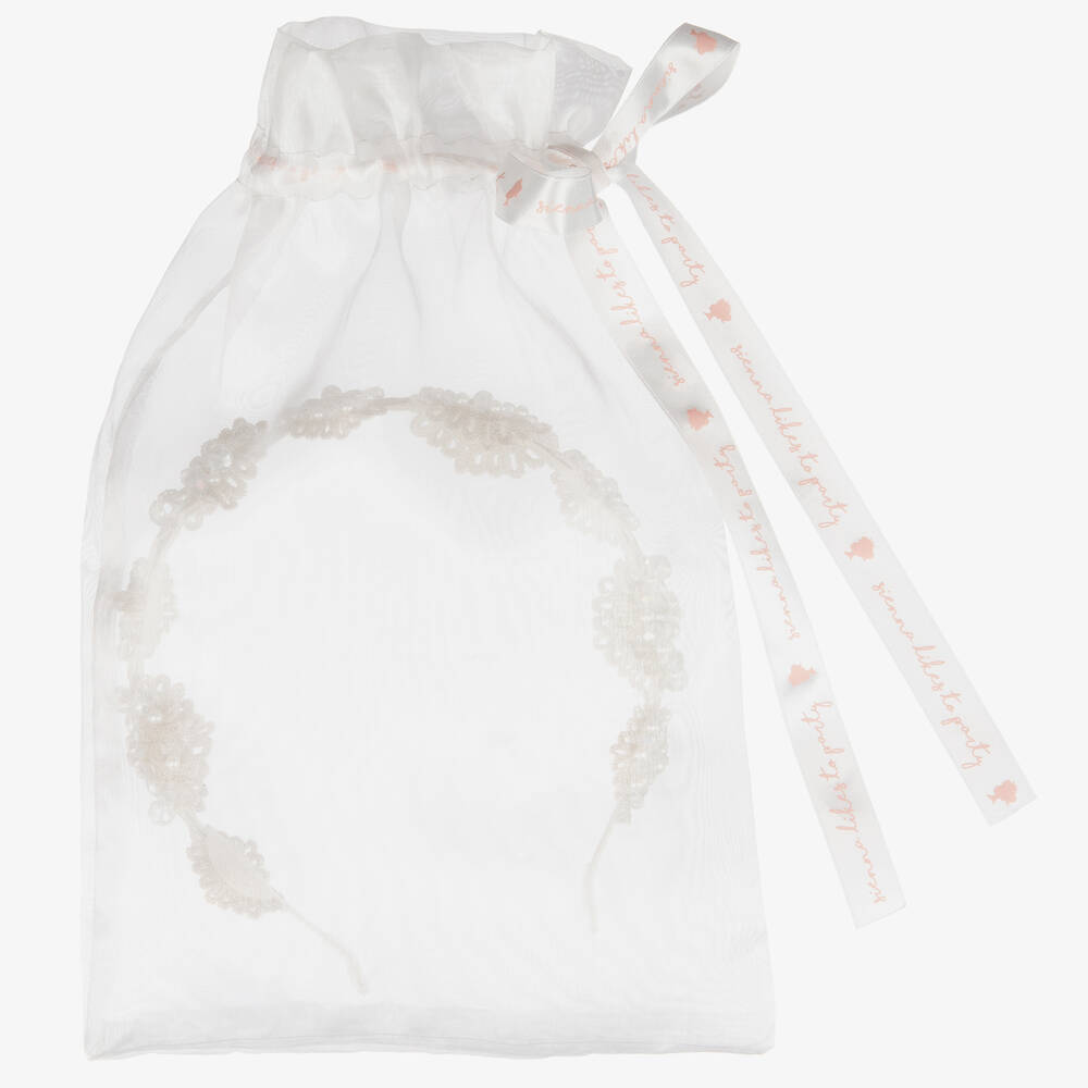 Sienna Likes To Party-Ободок для волос с серебристыми цветами для девочек | Childrensalon