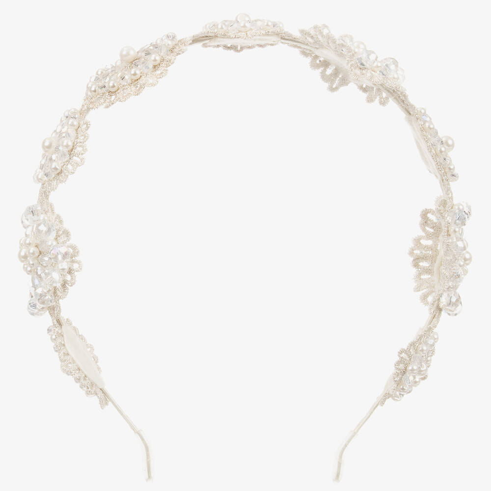 Sienna Likes To Party-Ободок для волос с серебристыми цветами для девочек | Childrensalon