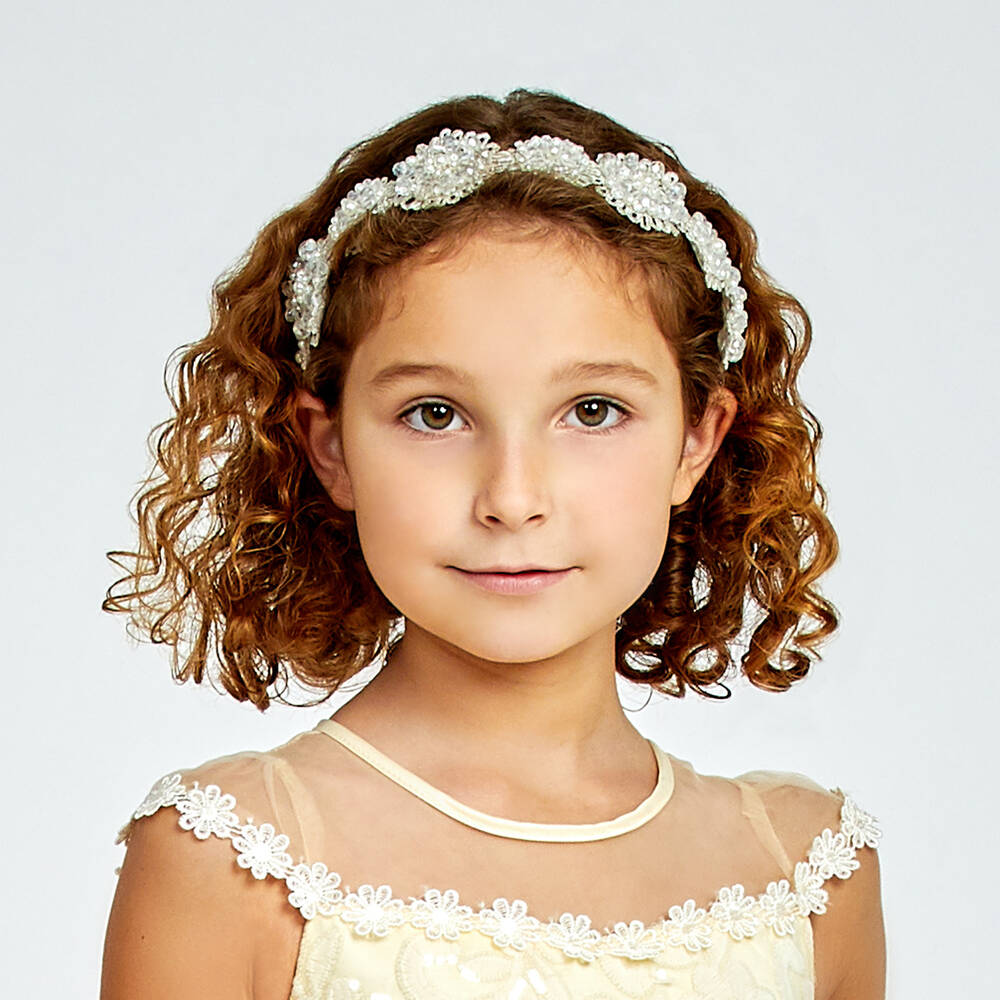 Sienna Likes To Party-Ободок для волос с серебристыми цветами для девочек | Childrensalon