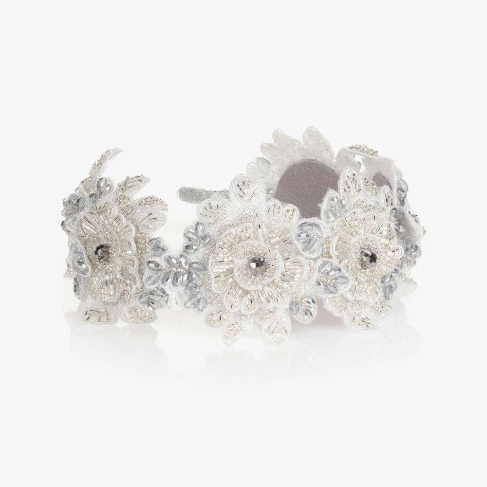 Sienna Likes To Party-Girls Silver Flower Hairband | Childrensalon