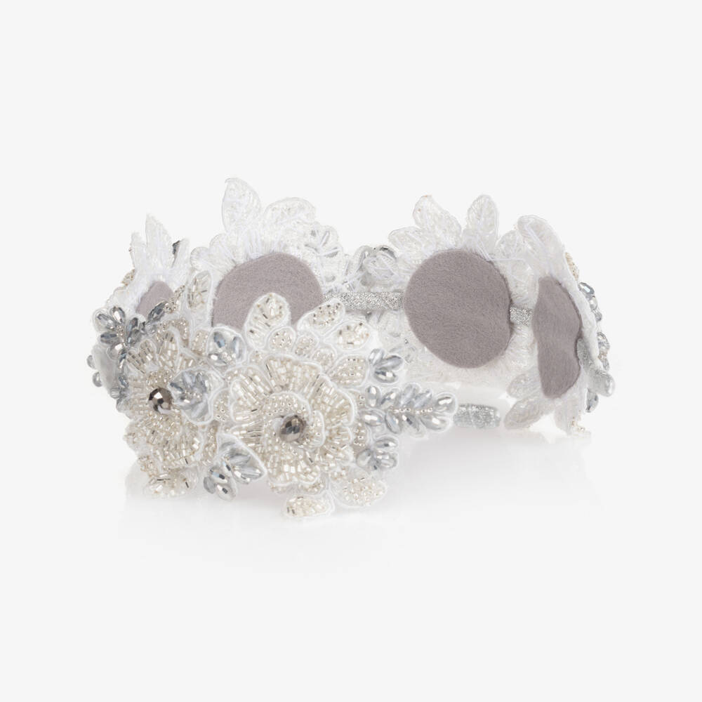 Sienna Likes To Party-Girls Silver Flower Hairband | Childrensalon