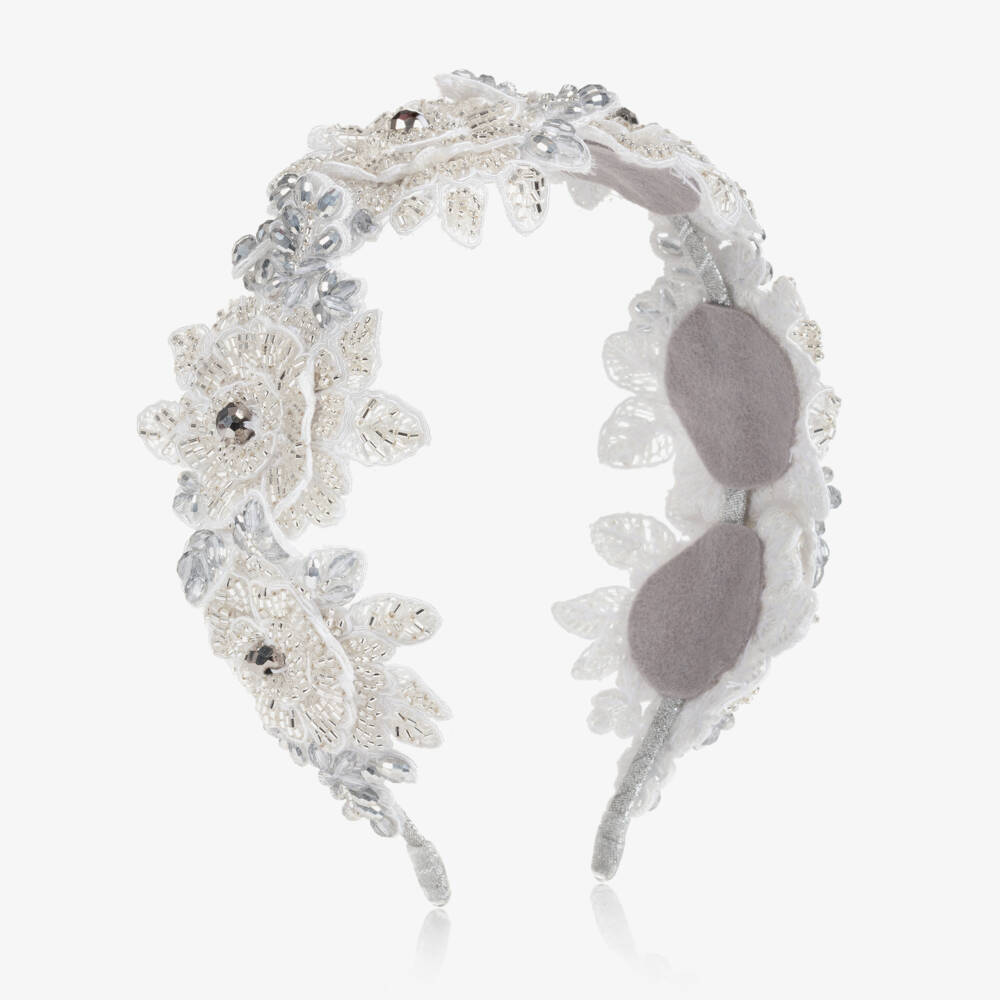 Sienna Likes To Party-Girls Silver Flower Hairband  | Childrensalon