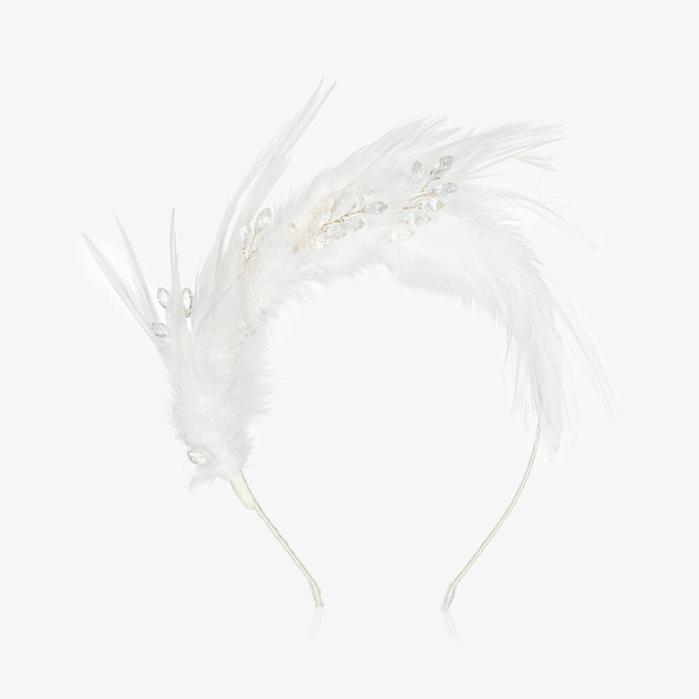 Sienna Likes To Party-Girls White Feather Hairband | Childrensalon