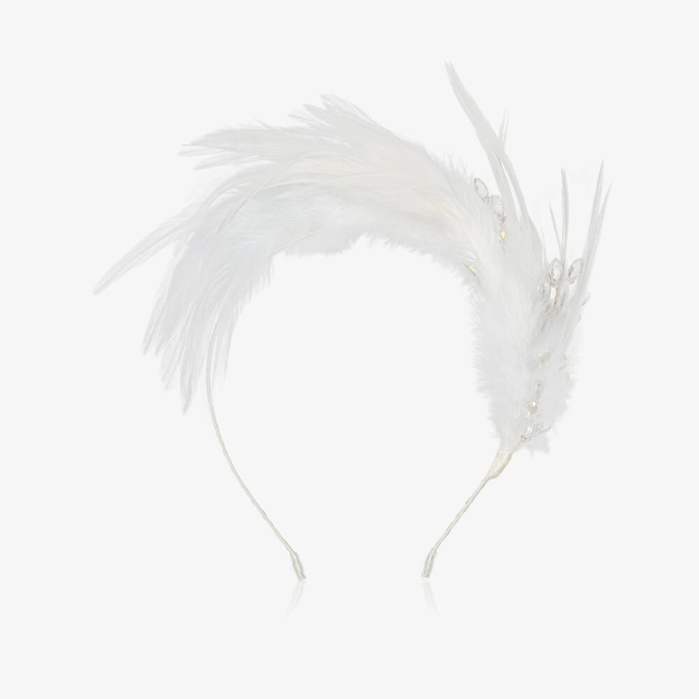 Sienna Likes To Party-Girls White Feather Hairband | Childrensalon