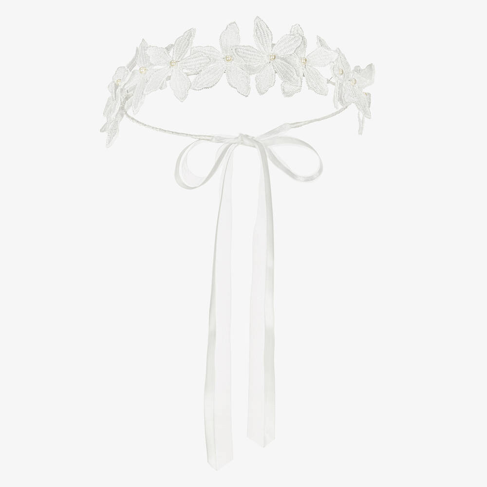 Sienna Likes To Party-Girls White Flower Garland | Childrensalon