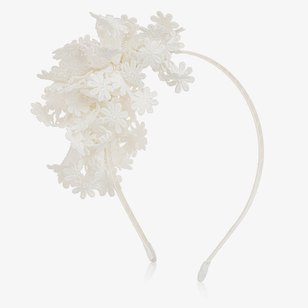 Sienna Likes To Party-Girls White Flowers Hairband | Childrensalon