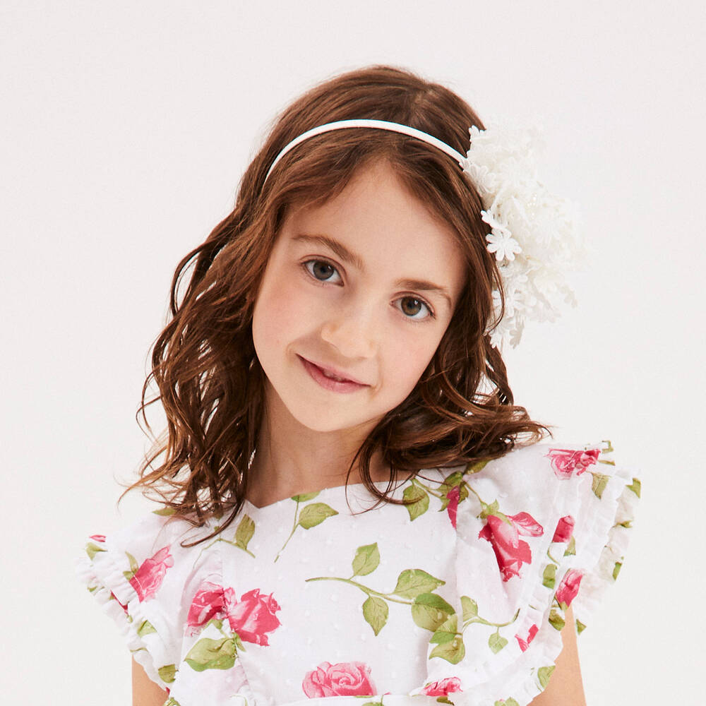 Sienna Likes To Party-Girls White Flowers Hairband | Childrensalon