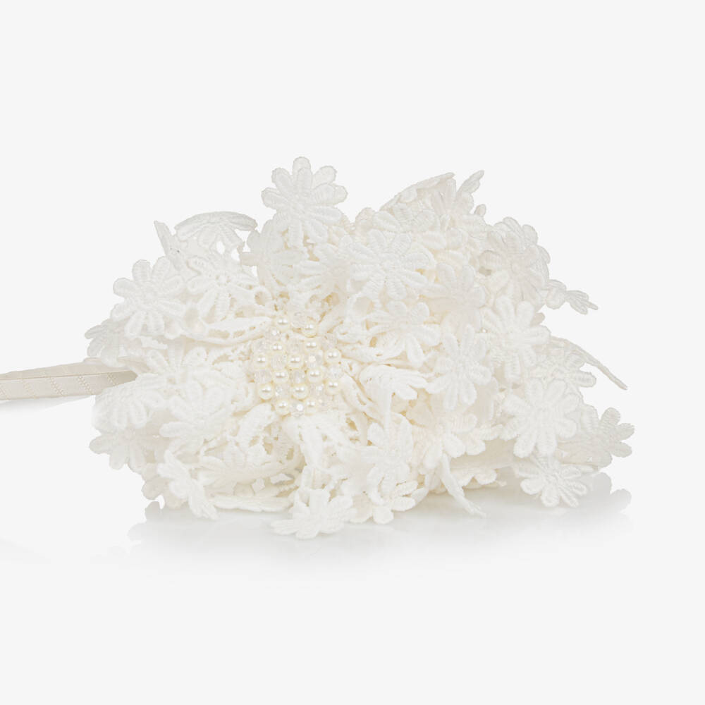 Sienna Likes To Party-Girls White Flowers Hairband | Childrensalon