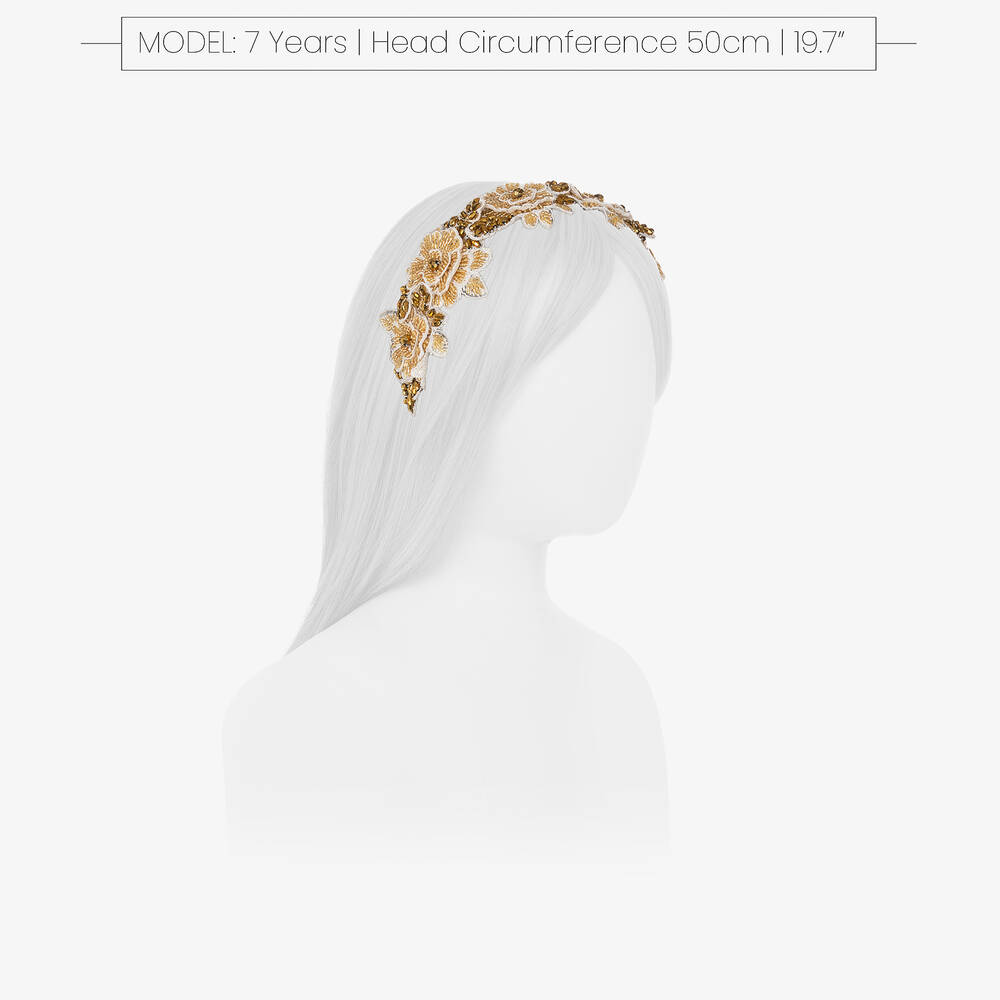Sienna Likes To Party-Girls White & Gold Crystal Flower Hairband | Childrensalon