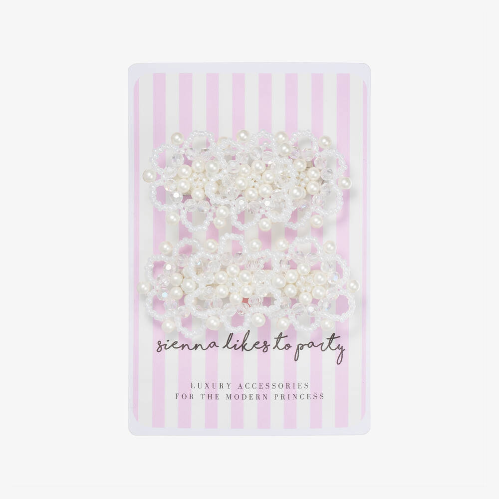 Sienna Likes To Party-Бело-золотистые заколки для волос (2шт.) | Childrensalon