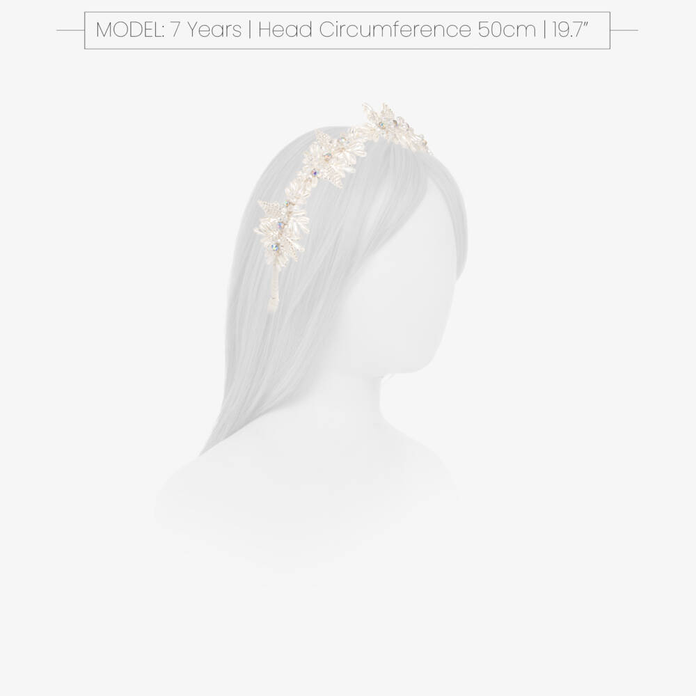 Sienna Likes To Party-Girls White Pearlescent Beaded Flowers Hairband | Childrensalon