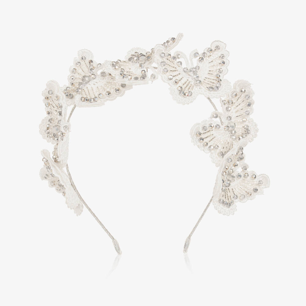 Sienna Likes To Party-Girls White & Silver Hairband  | Childrensalon