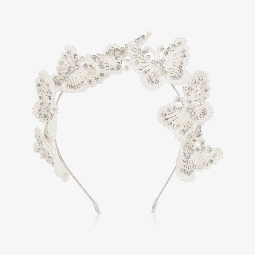 Sienna Likes To Party-Girls White & Silver Hairband | Childrensalon