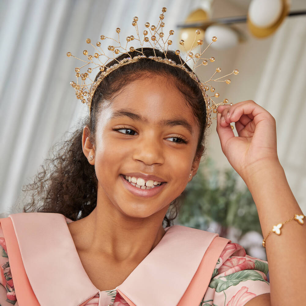 Sienna Likes To Party-Gold Micheangela Crystal Tiara | Childrensalon