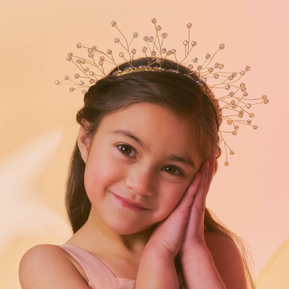Sienna Likes To Party-Gold Micheangela Crystal Tiara | Childrensalon