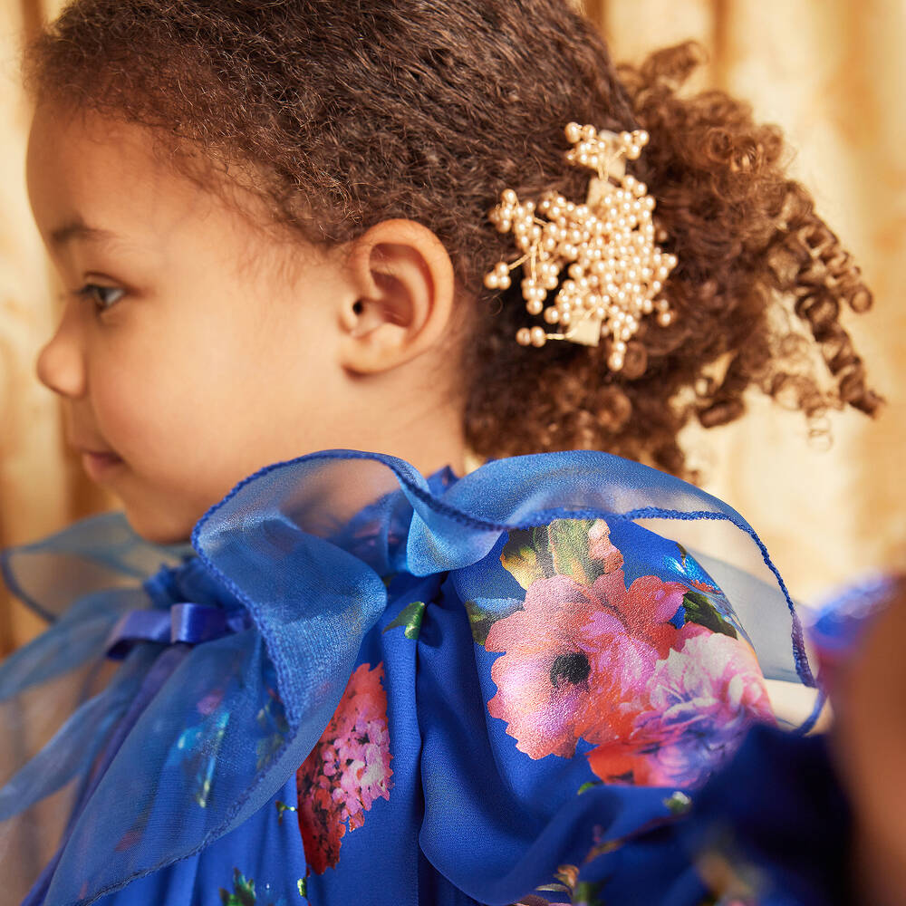 Sienna Likes To Party-Золотистая заколка-бантик с жемчужинами (9 см) | Childrensalon