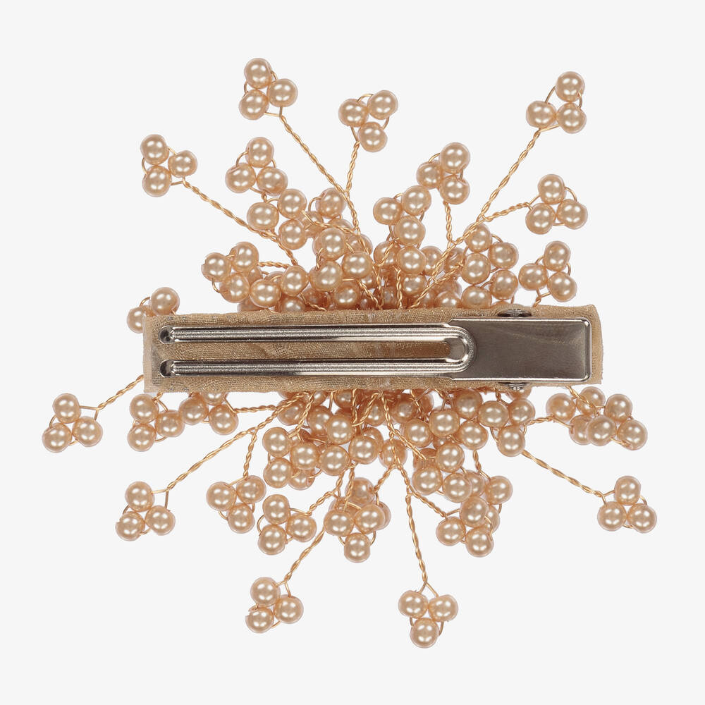 Sienna Likes To Party-Золотистая заколка-бантик с жемчужинами (9 см) | Childrensalon