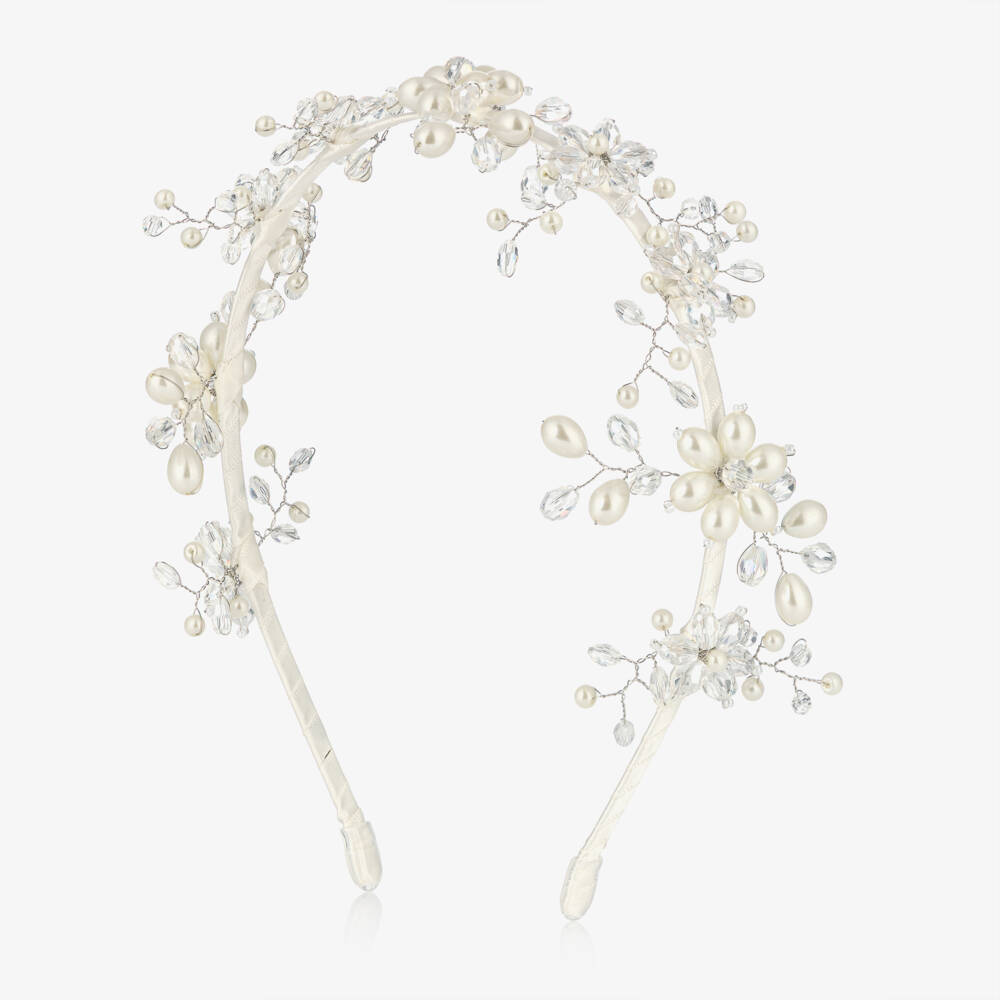 Sienna Likes To Party-Кремовый ободок со стразами и бусинками | Childrensalon