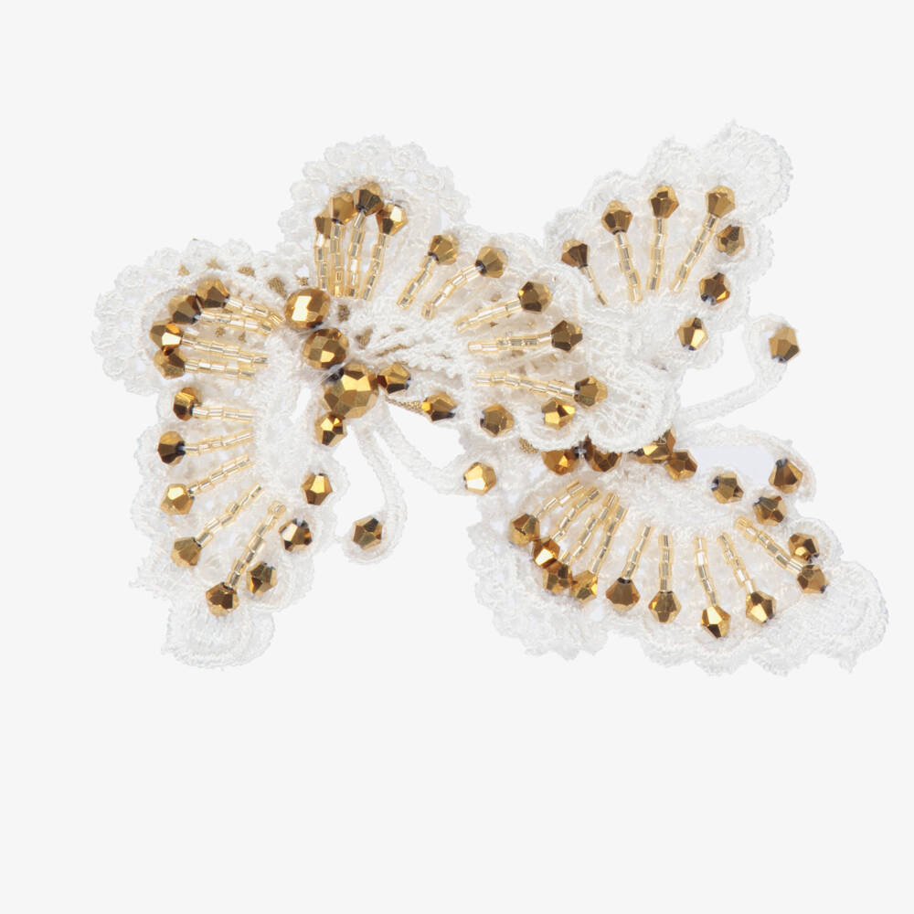 Sienna Likes To Party-White Butterfly Hair Clip (11cm) | Childrensalon