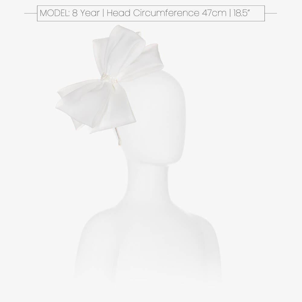 Sienna Likes To Party-طوق للشعر مزين بفيونكة أورغانزا لون أبيض | Childrensalon