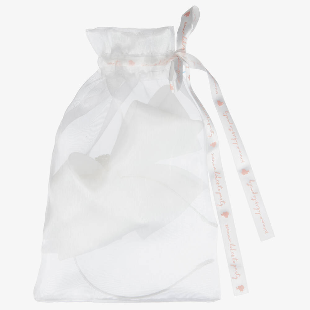 Sienna Likes To Party-طوق للشعر مزين بفيونكة أورغانزا لون أبيض | Childrensalon