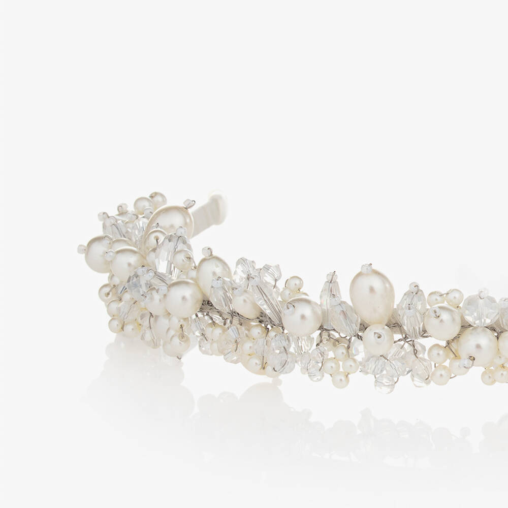 Sienna Likes To Party-White Pearl & Crystal Hairband | Childrensalon