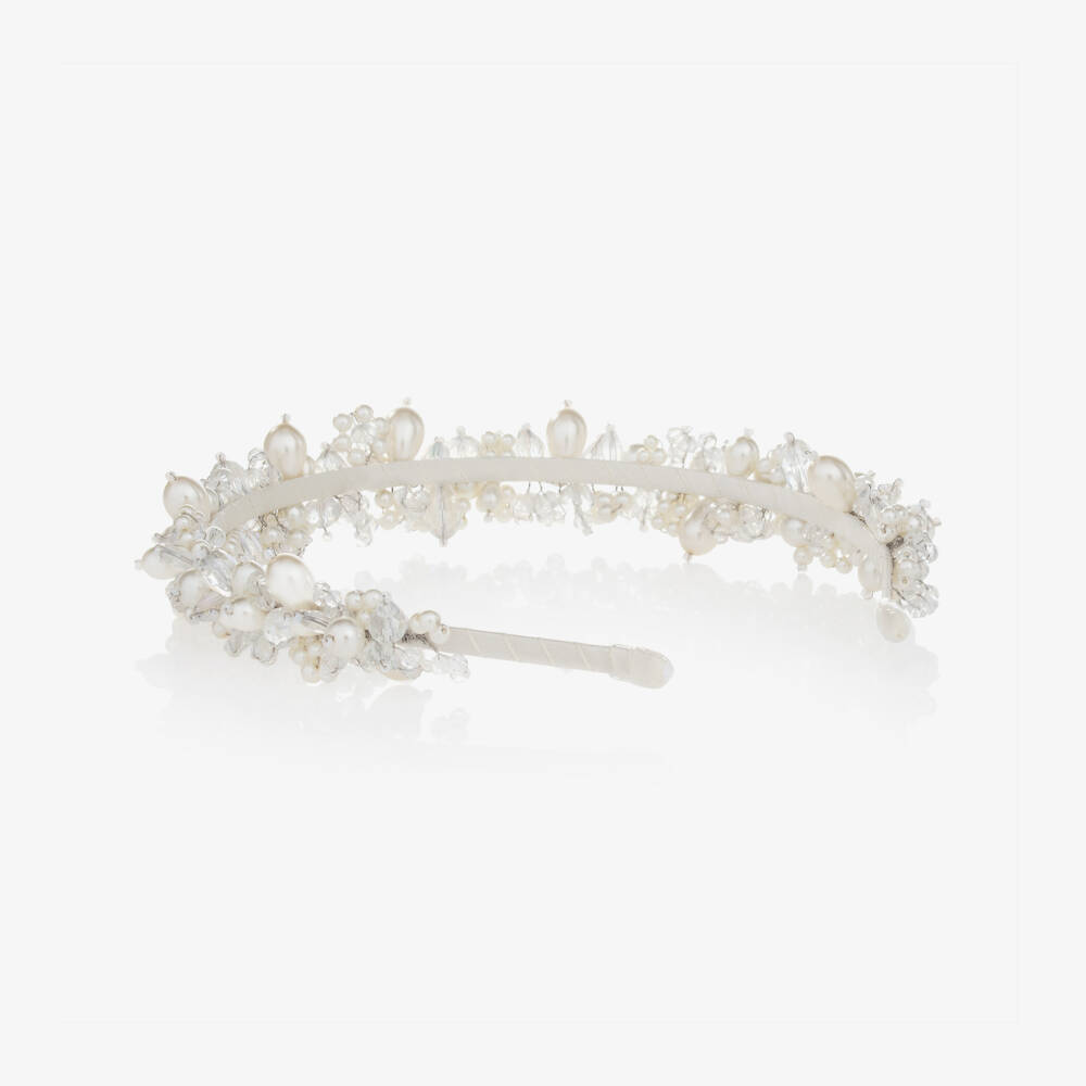 Sienna Likes To Party-White Pearl & Crystal Hairband | Childrensalon