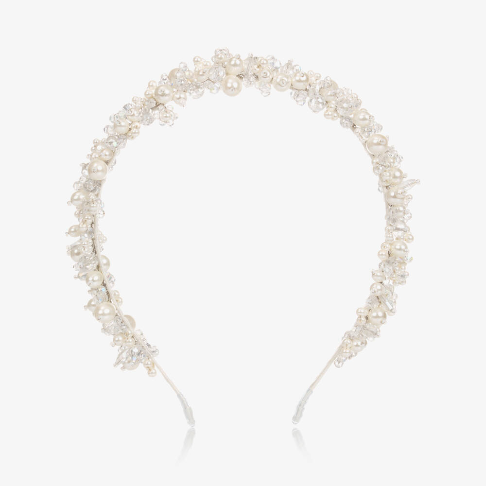 Sienna Likes To Party-White Pearl & Crystal Hairband | Childrensalon
