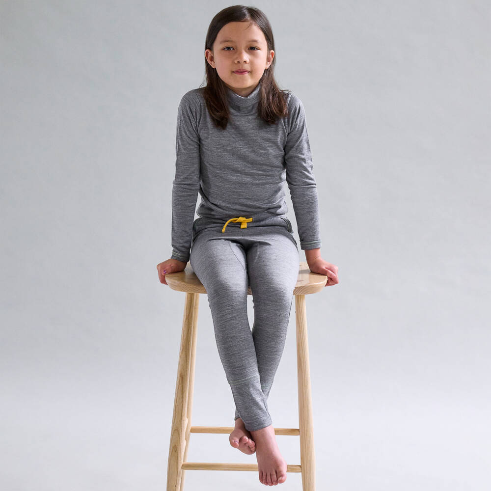 Smalls Merino-Grey Marl ZQ Merino Wool Roll Neck  Thermal Top | Childrensalon
